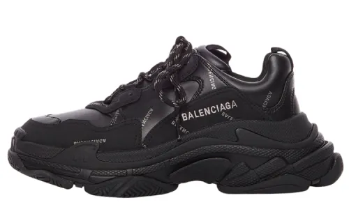 Balenciaga Triple S AllOver Logo Black Grey Leather Free