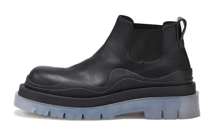 Bottega Veneta Tire Chelsea BV Tire Top Grain Cow Leather Ankle Length Chelsea Boots Women's Black