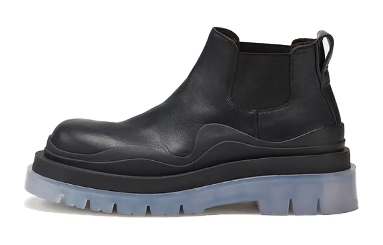 Bottega Veneta Tire Chelsea BV Tire Top Grain Cow Leather Ankle Length Chelsea Boots Women's Black