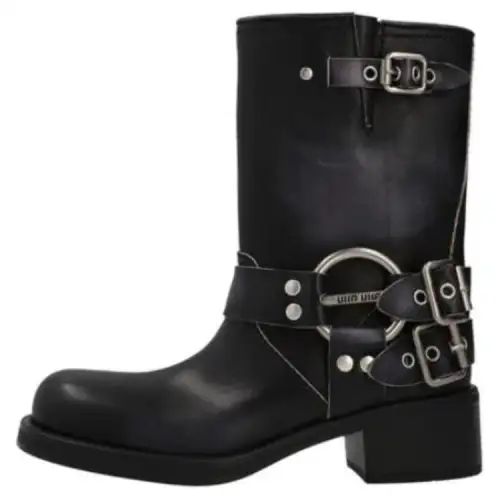 MIU MIU Leather Ankle Boots Women's Black
