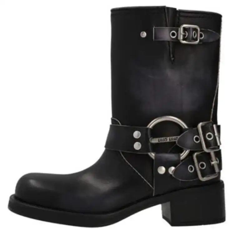 MIU MIU Leather Ankle Boots Women's Black
