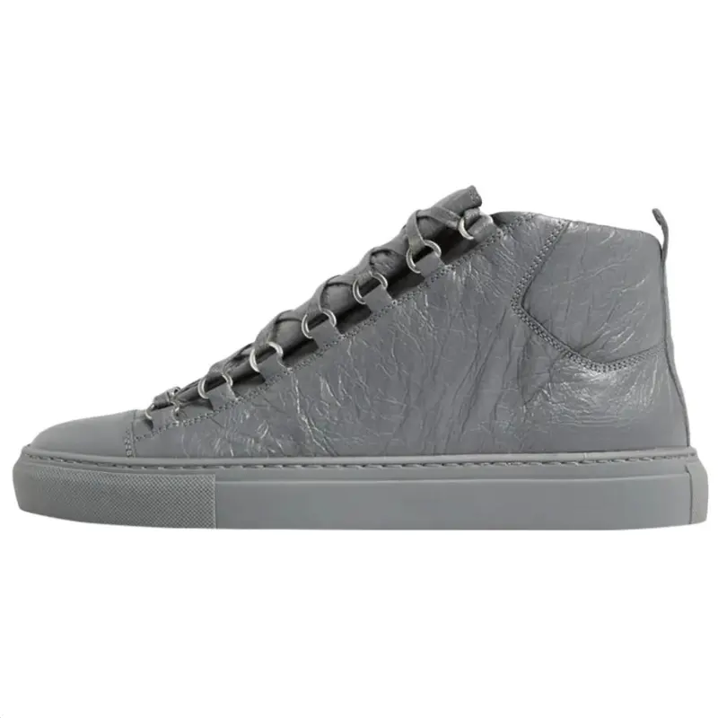 Balenciaga Arena Leather Mid top Skateboard Shoes Men's Gray