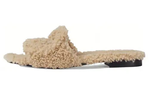 GUCCI Comfortable Round Toe Slide Slippers Women's Beige