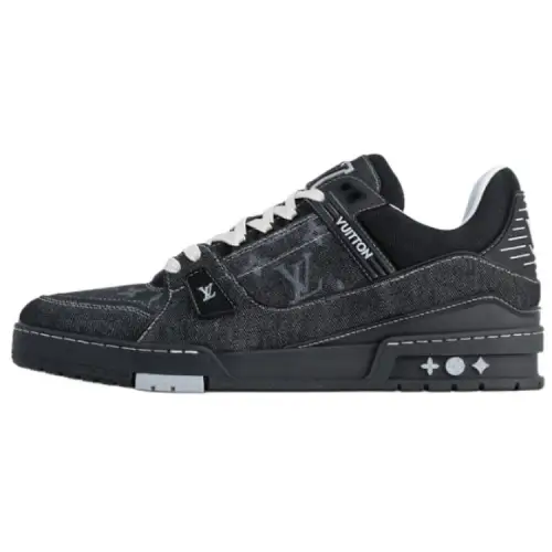LOUIS VUITTON Trainer Low top Skateboard Shoes Men's Black