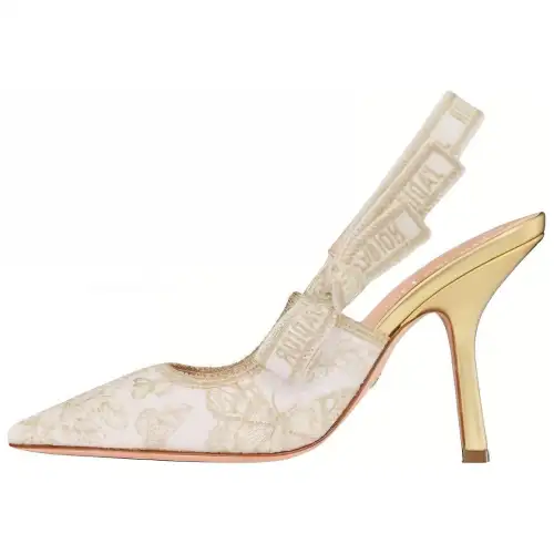 DIOR J'Adior Leather Slim Heel High Heels 10cm Women's Gold