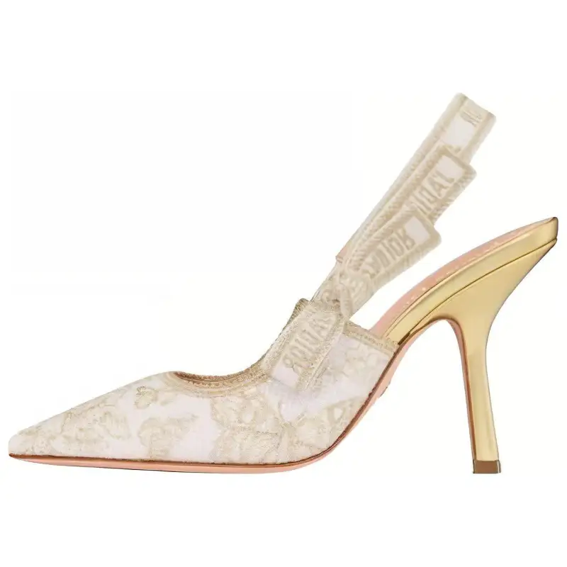 DIOR J'Adior Leather Slim Heel High Heels 10cm Women's Gold