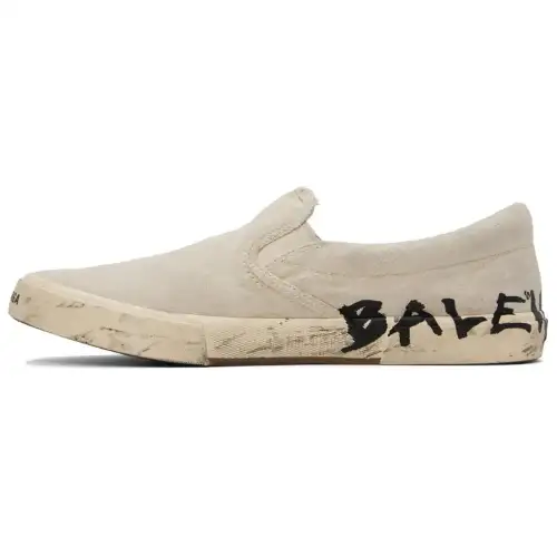 Balenciaga Paris Low Top Slip On Shoes 'Washed White Cotton' Women's