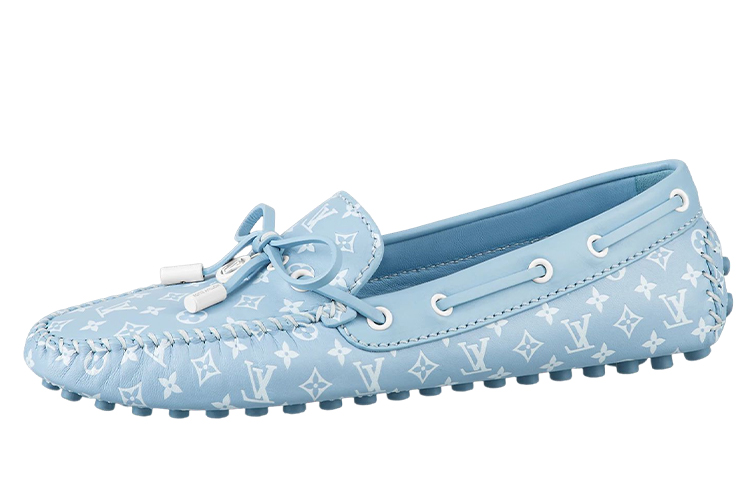 LOUIS VUITTON Lv Gloria Moccasin Shoes 'Blue Monogram' Women's