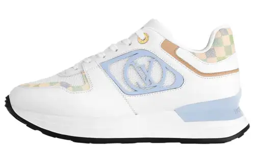LOUIS VUITTON Run Away Leather Abrasion Resistant Low top Casual Shoes Women's White Blue
