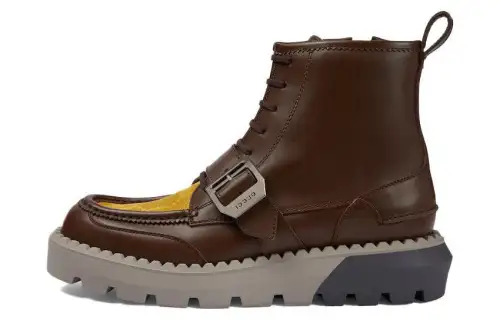 GUCCI Leather Ankle Boots Men's Brown