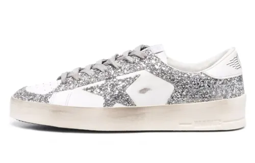 Golden Goose Stardan Skateboard Shoes Men's Low Top Silver