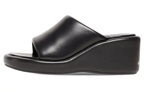Balenciaga Logo Print Round Toe Wedge Sandals Women's