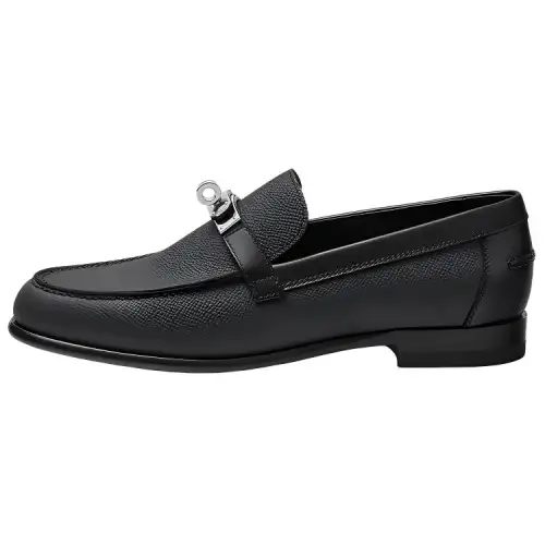 HERMES Destin Leather Casual Shoes Women's Black