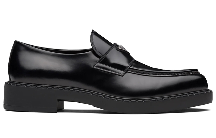 PRADA Chocolate Sharp Brushed Pointed Loafers Black Women's