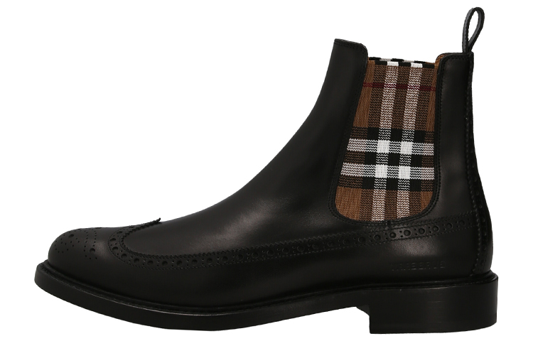Burberry Burberry Leather Fashionable Simple Short Chelsea Boots Men's Black