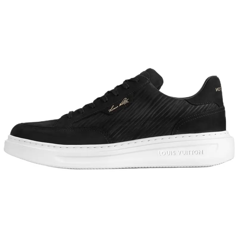 LOUIS VUITTON Beverly Hills Cow Leather Low top Skateboard Shoes Men's Black