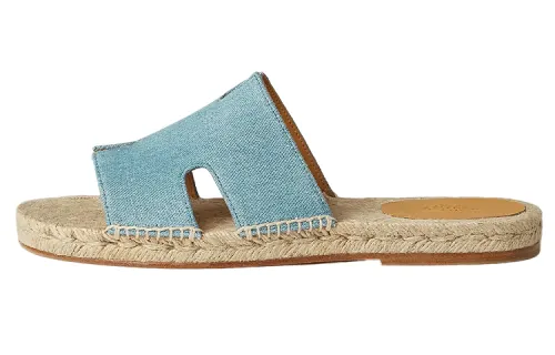 HERMES Rubber Sole Slide Slippers Men's Blue