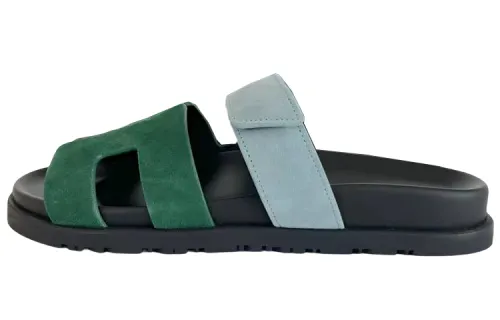 HERMES Chypre Slide Slippers Women's Green