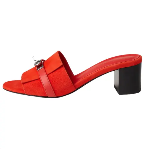 HERMES Gigi Slide Slippers 5cm Women's Red