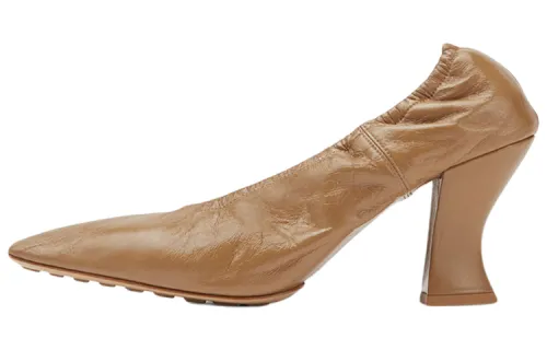 Bottega Veneta Almond Slip on Chunky Heel High Heels 7.5cm Women's Brown