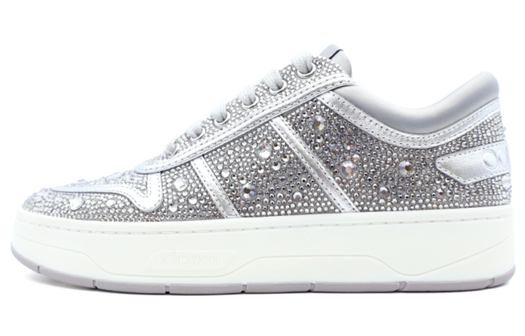 Jimmy Choo Hawaii Low top Stylish Skateboarding Shoes Women's Silver