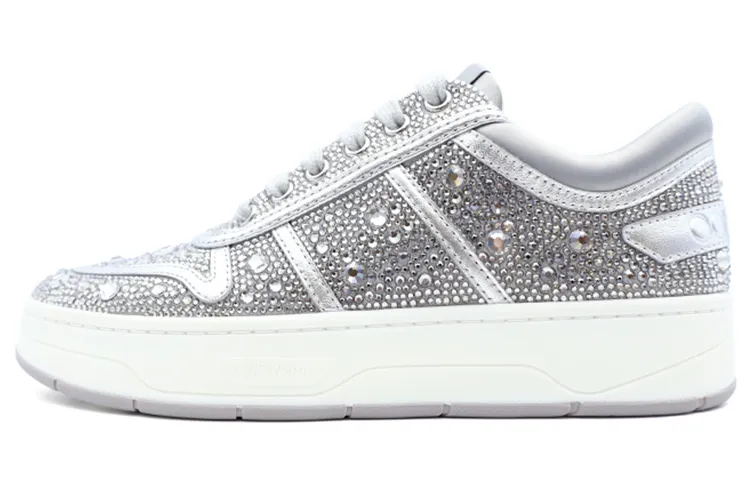 Jimmy Choo Hawaii Low top Stylish Skateboarding Shoes Women's Silver
