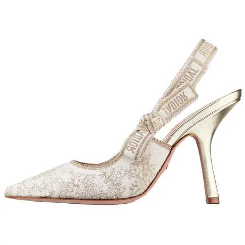 DIOR J'Adior Slim Heel High Heels Women's White Gold