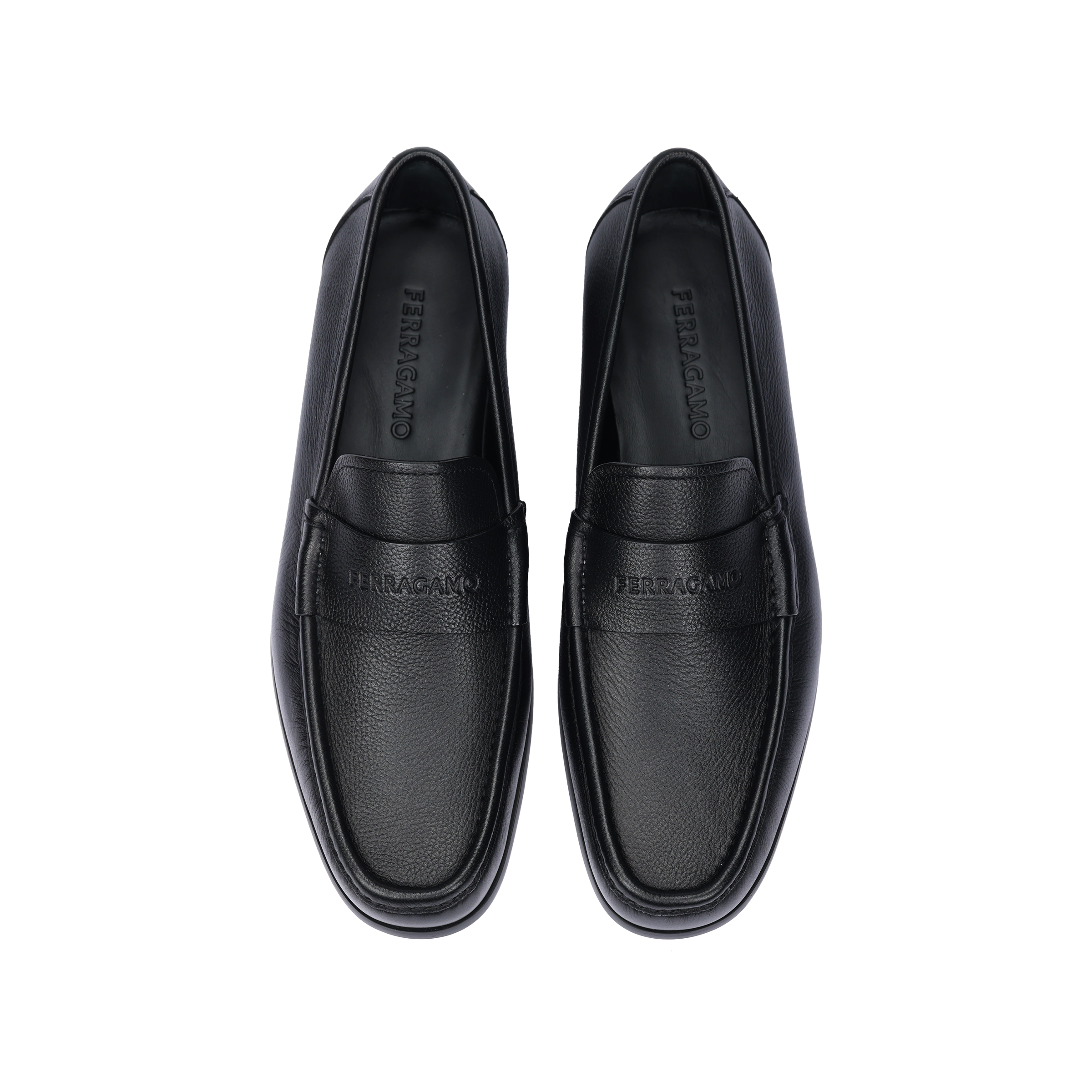 FERRAGAMO Logo-debossed Leather Loafers