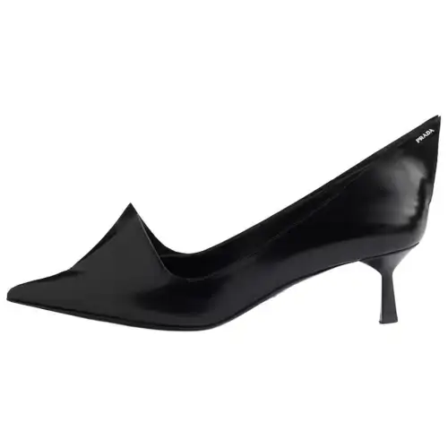PRADA Cow Leather Slim Heel High Heels 5.5cm Women's Black