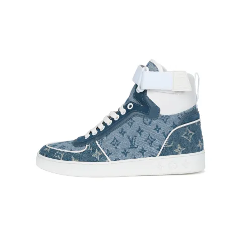 LOUIS VUITTON Lv Boombox Monogram High Top Sneakers Denim Blue Women's