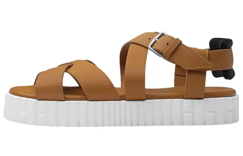 HERMES Everest One Strap Sandals Women's Brown