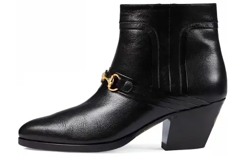 GUCCI Interlocking Leather Ankle Boots 60mm Women's Black