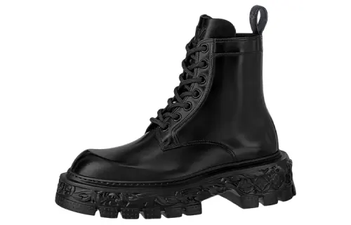 LOUIS VUITTON Baroque Ranger Leather Ankle Boots Men's Black