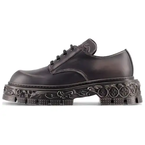 LOUIS VUITTON Baroque Cow Leather Men's Casual Shoes Men's Black