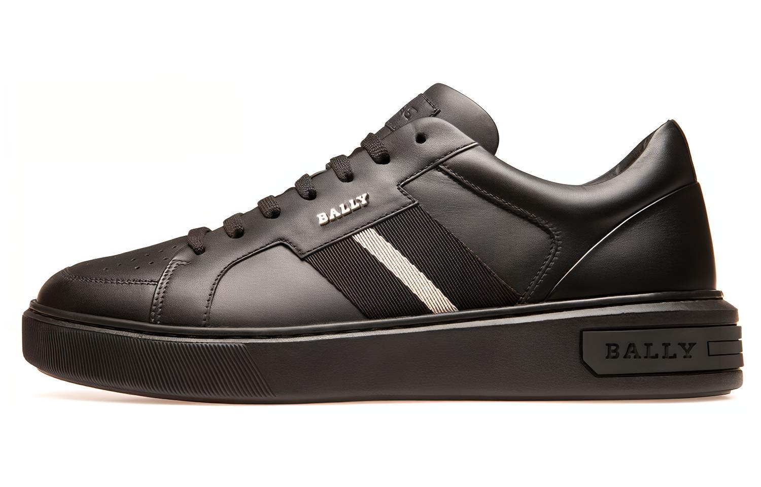 BALLY Round Tip Low top Skateboard Shoes Men's Black