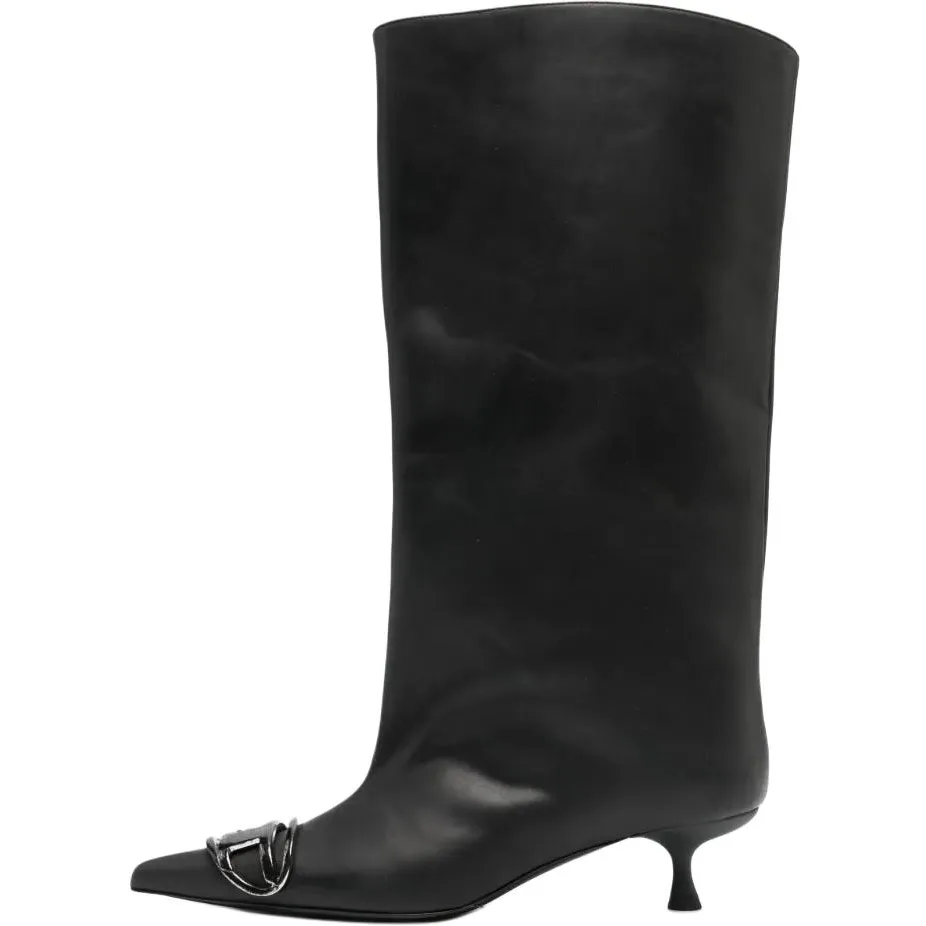 DIESEL D Venus KB Calfskin Knee high Boots 4cm Women's Black