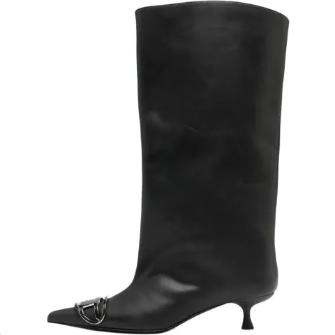 DIESEL D Venus KB Calfskin Knee high Boots 4cm Women's Black