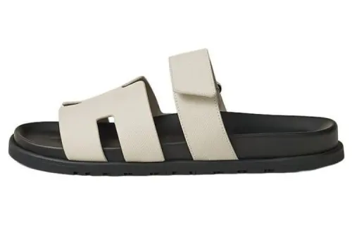 HERMES Chypre Sandal Blanc Epsom Leather M