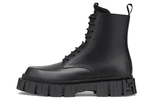 FENDI Force PU Combat Boots Men's Black