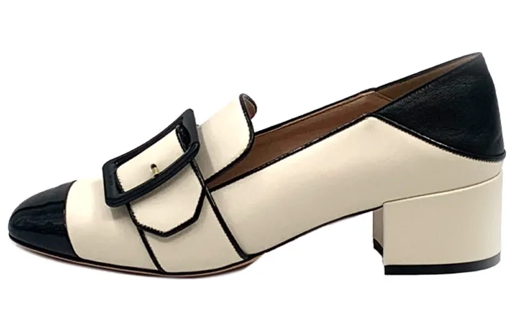 BALLY Janelle Leather Block Heel High Heels Women's Ecru