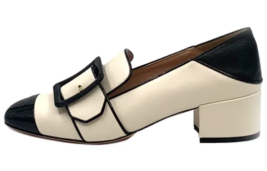 BALLY Janelle Leather Block Heel High Heels Women's Ecru