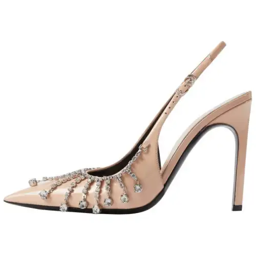 GUCCI Patent Leather Slim Heel High Heels 10.5cm Women's Pink