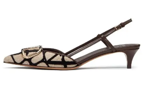 Valentino Cone Heel High Heels Women's Beige Brown