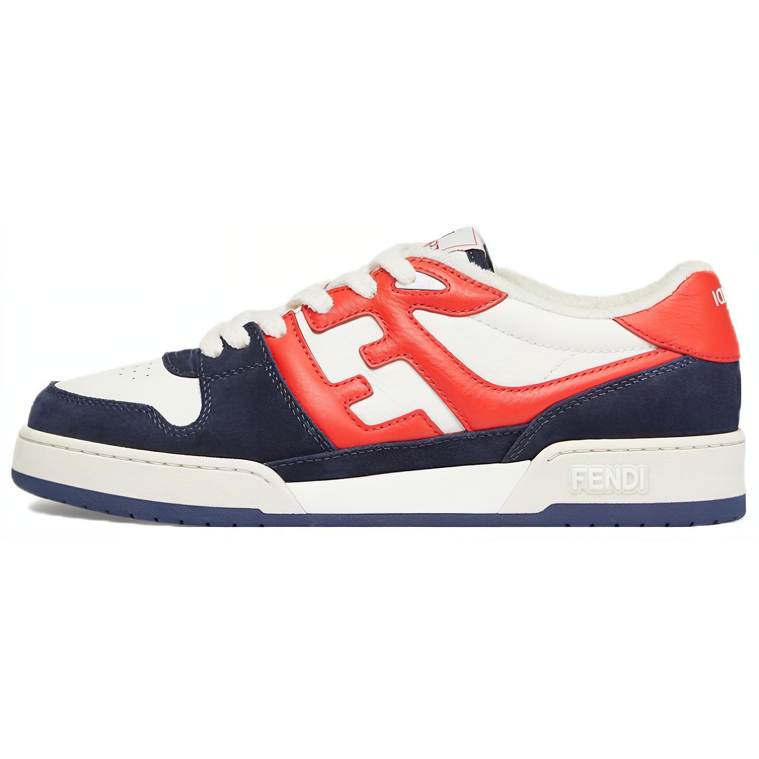 FENDI Fendi Match lace-up low-top fashion sneakers for men, white and blue