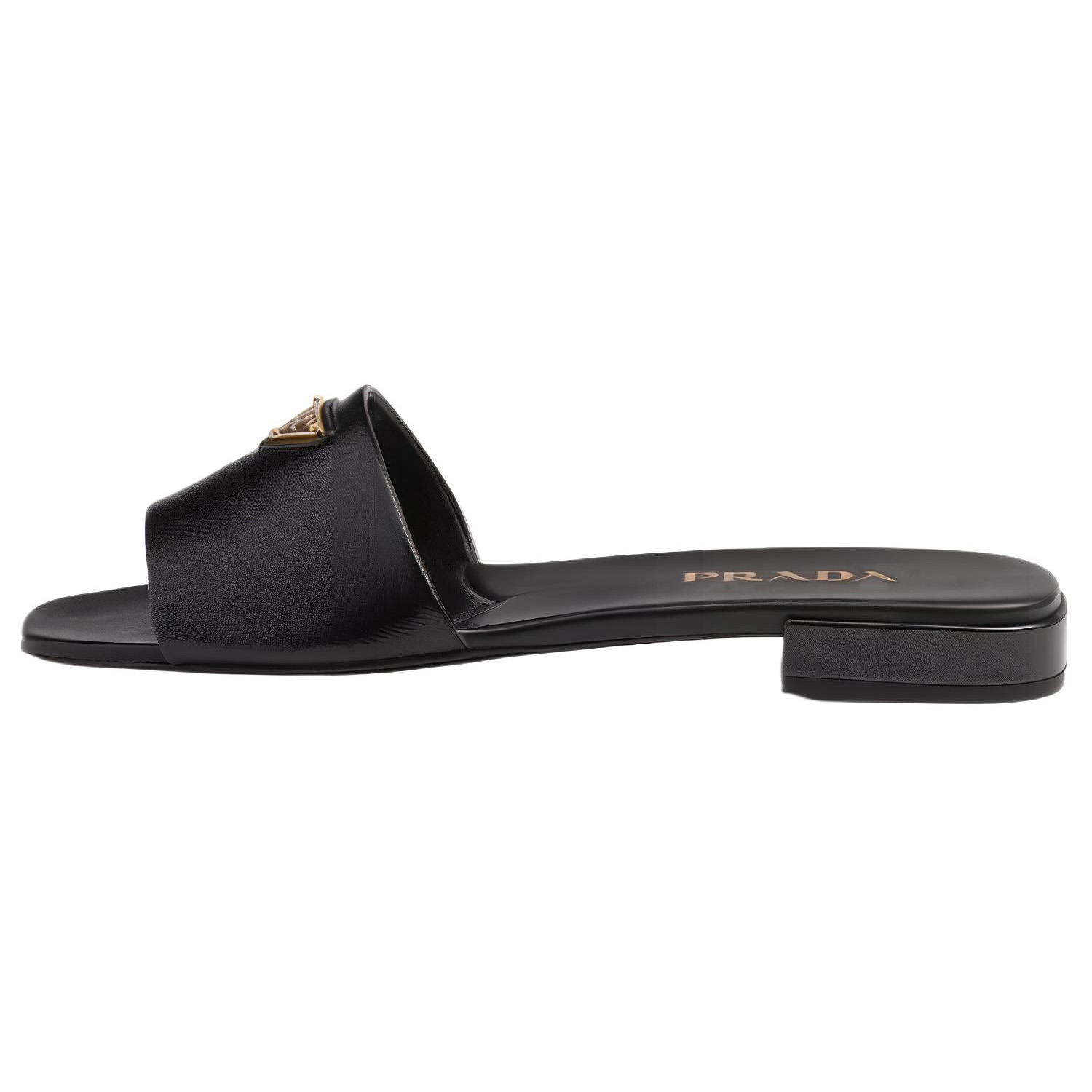 PRADA Triangle-logo Leather Slides