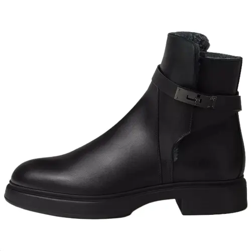 HERMES Veo Calfskin Ankle Boots 3.4cm Men's Black