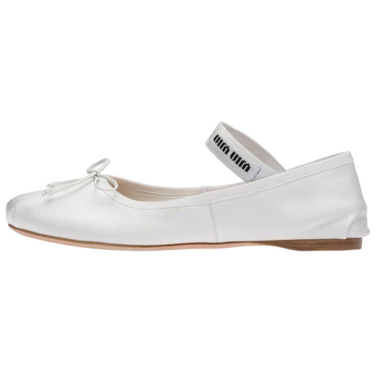 MIU MIU Miu Miu Satin Ballet Flats Casual Shoes Women's White