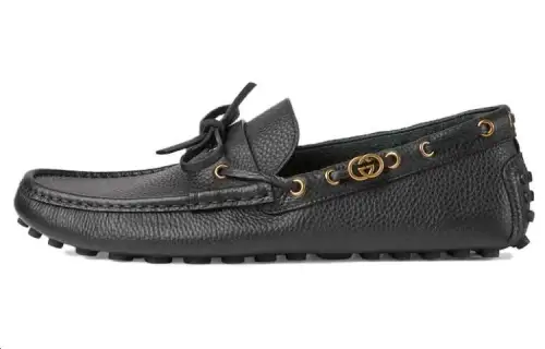 GUCCI Interlocking Gommino Loafers Men's Black