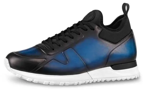 LOUIS VUITTON Run Away Leather Sports Low top Casual Shoes Men's Blue Black