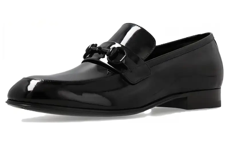 GUCCI Horsebit Patent Leather Casual Shoes Men's Black